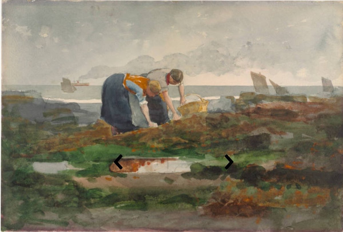 The Mussel Gatherers, Winslow Homer (1881-1882). Transparent and opaque watercolor over graphite. In the collections of <a href="/artbma/">Baltimore Museum of Art</a>