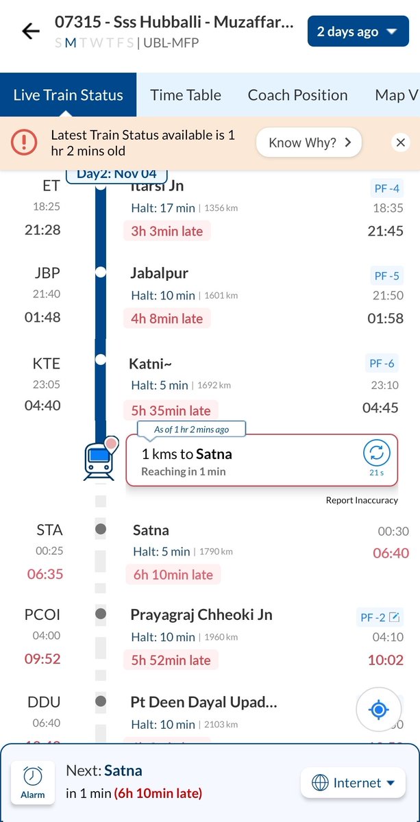 sheetal_pattan's tweet photo. Train no 07315,Special Train running late by 6 hours https://t.co/BEQNBjpwxg