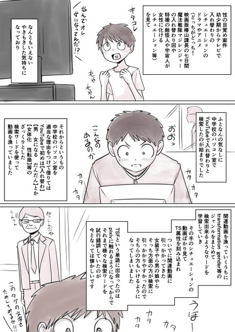 あなたの性の目覚め案件その212
学校のパソコンで検索していて目覚める
たしかに‥TSFなんてタグを誰かがpixivの投稿に
付けたことで私もその文字を知ったくち
知らないことがいっぱいだ=͟͟͞͞ (¦3[▓▓] 