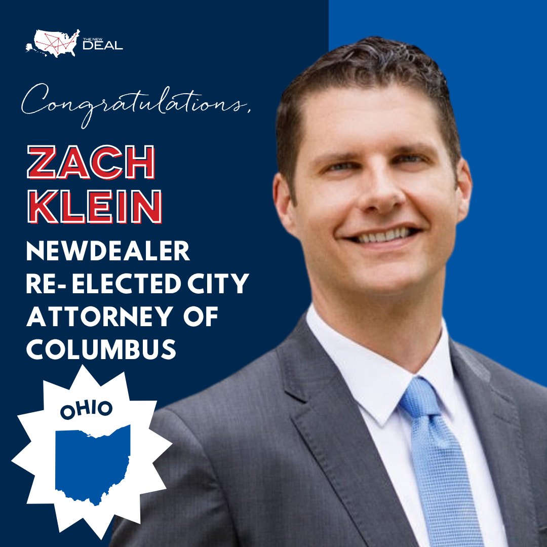 Congratulations to #NewDEALer <a href="/CityAttyKlein/">Columbus City Attorney Zach Klein</a> on his re-election as City Attorney of Columbus, OH!