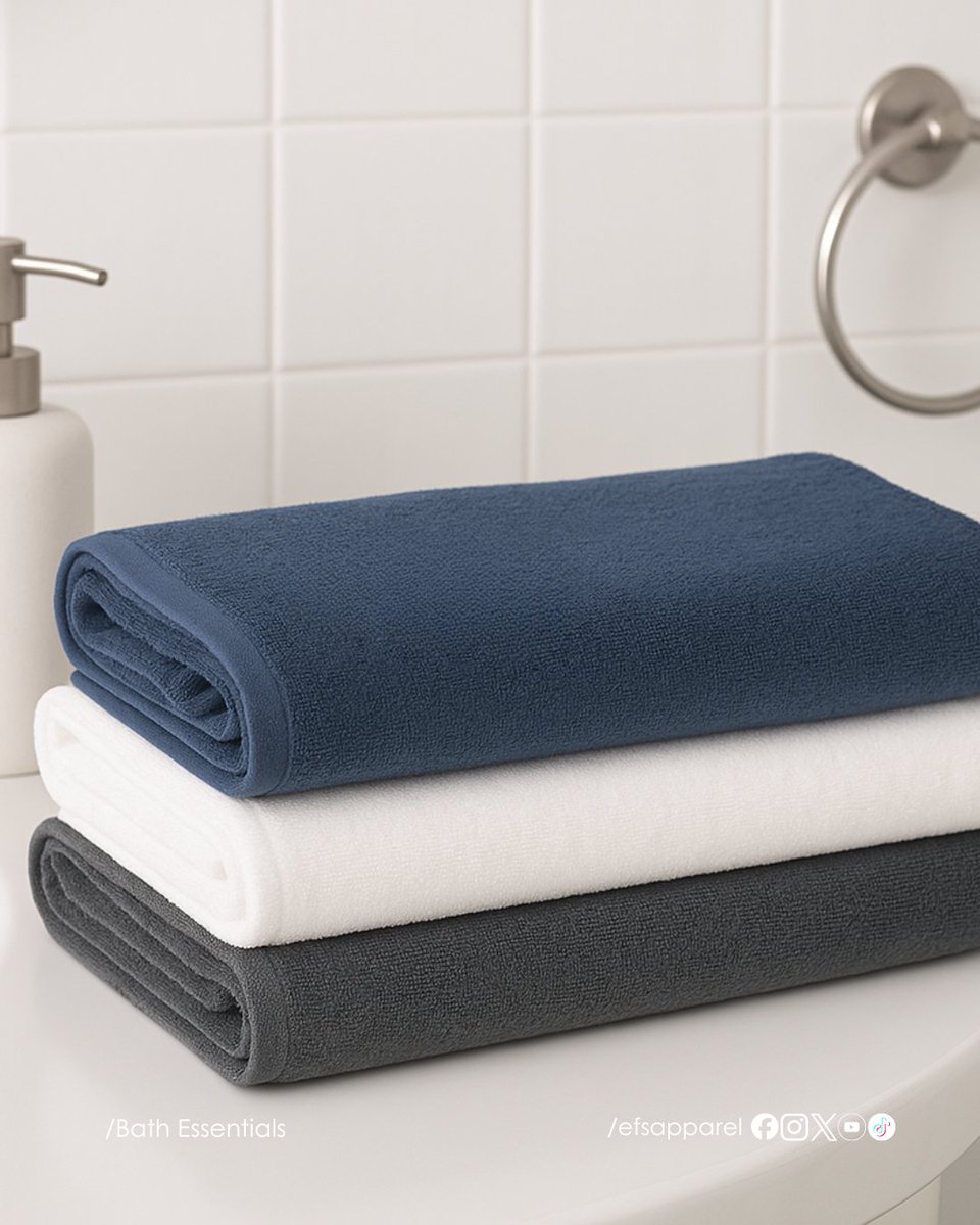 Wrap yourself in comfort you can feel. 🛁
Soft, absorbent, and made from 100% cotton ,
available in colors that match your vibe: White, Gray, Yellow, Navy Blue, and Pink.
🩵 Get yours now for only P449.00 and experience everyday comfort with EFS Bath Towel!
#EFSApparel