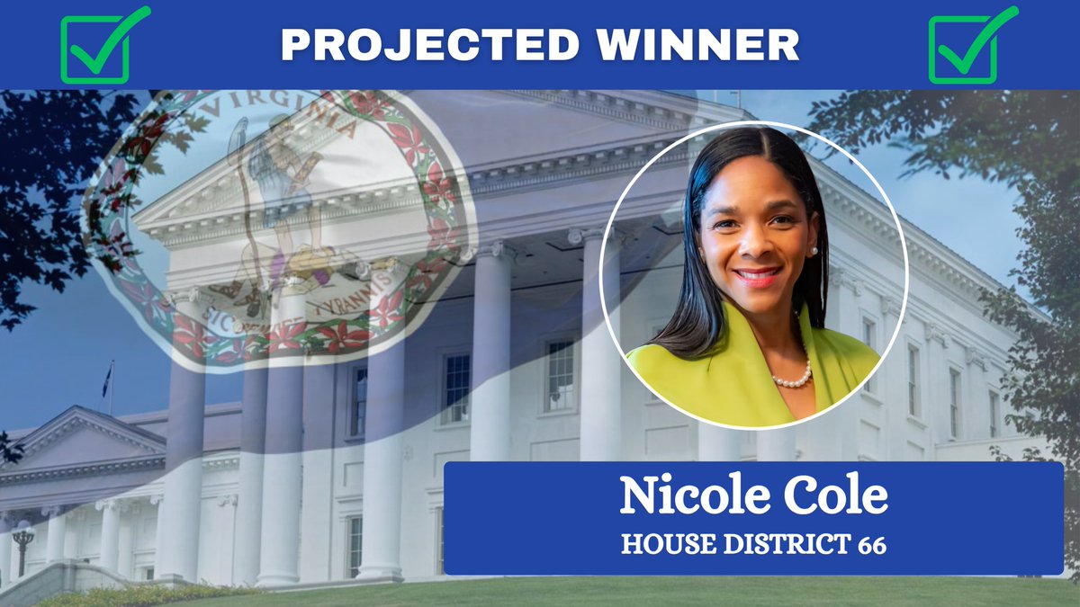 notlarrysabato's tweet photo. 9:24 Projection: Nicole Cole (D) flips the 66th House seat. Count is now D: 60 - R:30. 
Note - There are some errors in this race on vpap, but even correcting for those - she’s won this election https://t.co/EMiwmihgmm