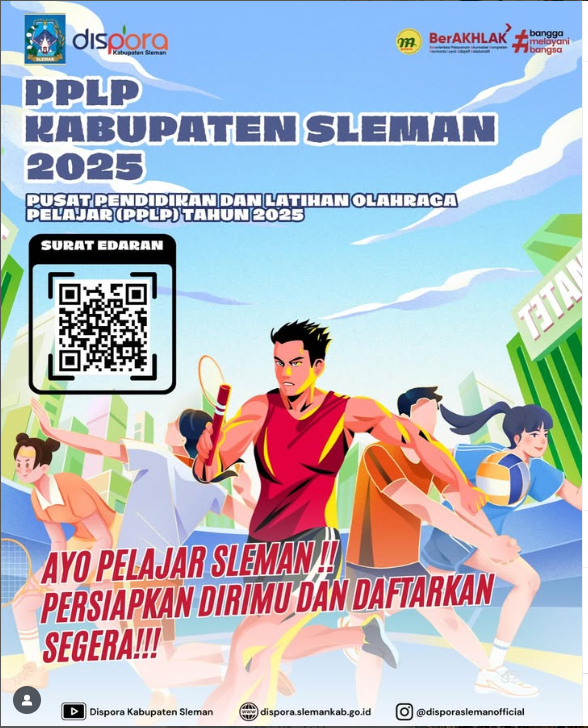 PoraSleman's tweet photo. Halo Sobat PORA,

Informasi terkait kegiatan Pusat Pendidikan dan Latihan Olahraga Pelajar (PPLP) Kabupaten Sleman Tahun 2025.

Pendaftaran online atlet dimulai dari tanggal 5 - 13 November 2025 loh,,
informasi teknisnya bisa scan barcode pada postingan di atas. https://t.co/2VotIA1NGw
