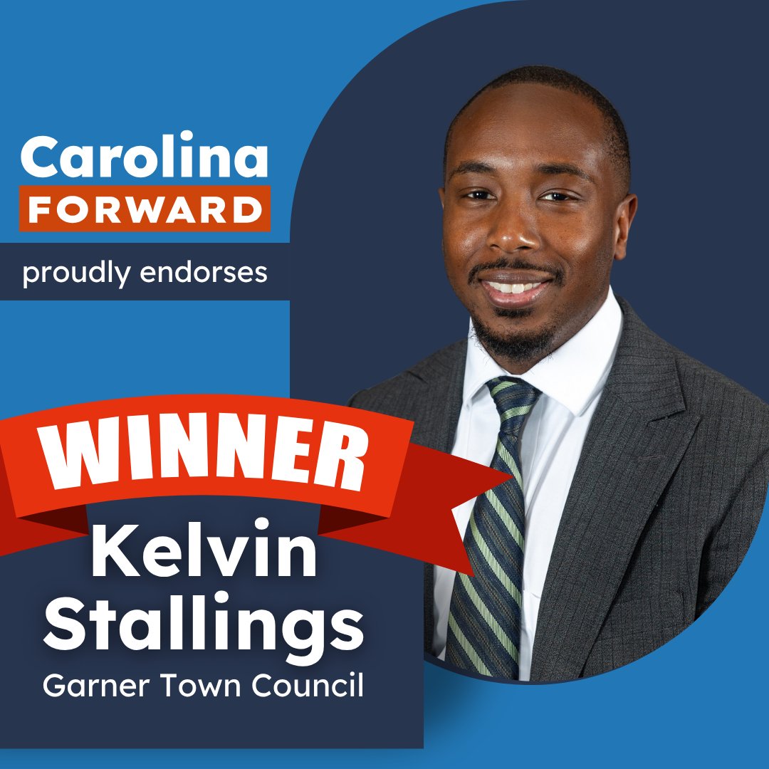 ForwardCarolina's tweet image. We're calling another one: Kelvin Stallings has won his race for Garner Town Council!