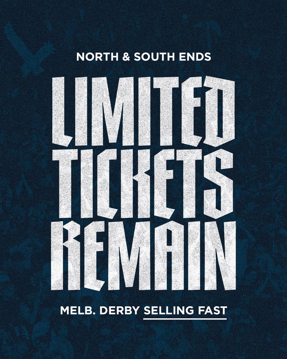 The Melbourne Derby is almost here and tickets are selling fast! 🔥
 
Don’t miss your chance to be in the heart of the action in the most active bays at AAMI Park. Members, redeem your tickets now to secure your place!
 
🎟 Tickets: bit.ly/mvfcderby