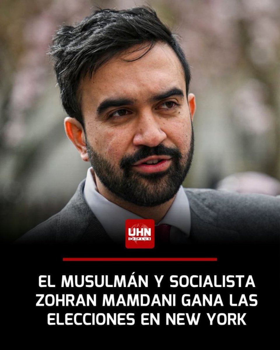 El musulmán y socialista Zohran Mamdani gana las elecciones como alcalde de la ciudad de New York.

H/t <a href="/UHN_Plus/">UHN Plus</a>