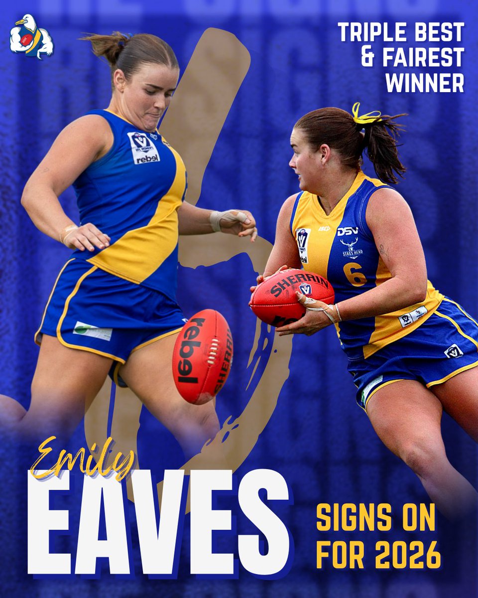 Three-peat B&amp;F? Check. Vice-captain? Check. Back for 2026? ✅

In 2025, Eaves dominated the midfield with 6.9 clearances, 6.7 tackles, and 17 disposals per game, and earned the shared 2025 Coaches MVP award!

Welcome back to DSV Stadium for another big year, Eavesy🥇

Click the