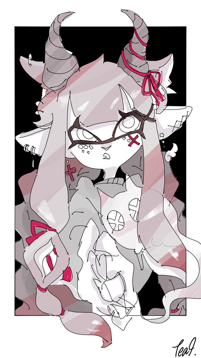 S5Hum's tweet image. テアシさんこういう絵なら15分くらいで描けるのよ⬇️
スプケ当日に資料あれば描きますよ的なの出来へん？

スプケの思い出にならへんかなあ………