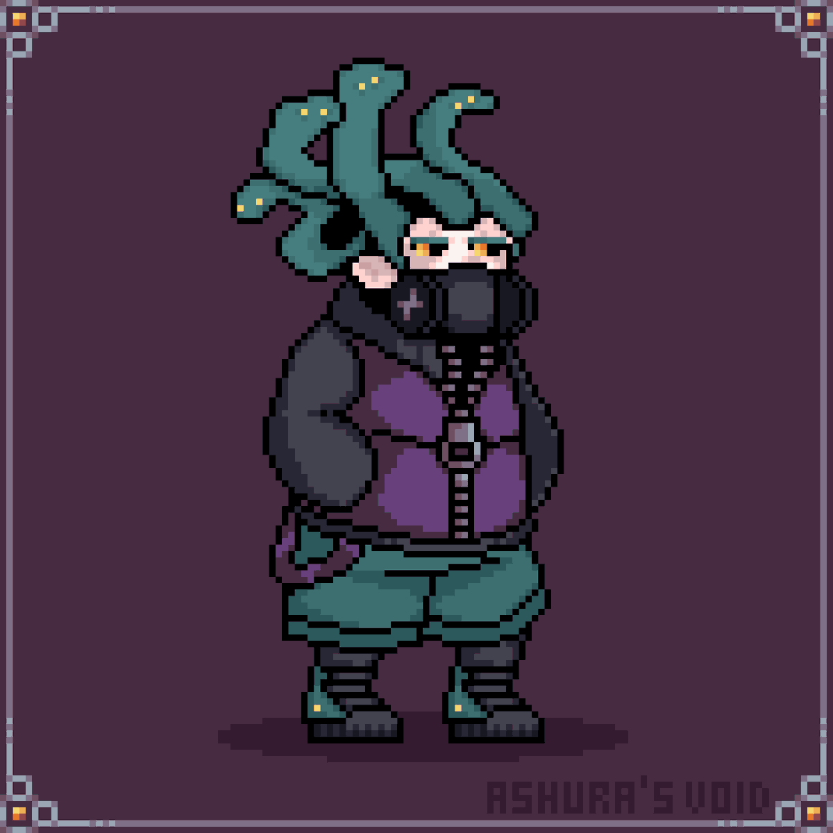 Ashura_sVoid's tweet photo. Well, after Getting my Vgen Code i'm going to be busy working with the profile and comms thing, while, take this Medusa Like dude i make.
.
.
.
#pixelart #pixelartist #characterdesign https://t.co/WXyupVfRbl