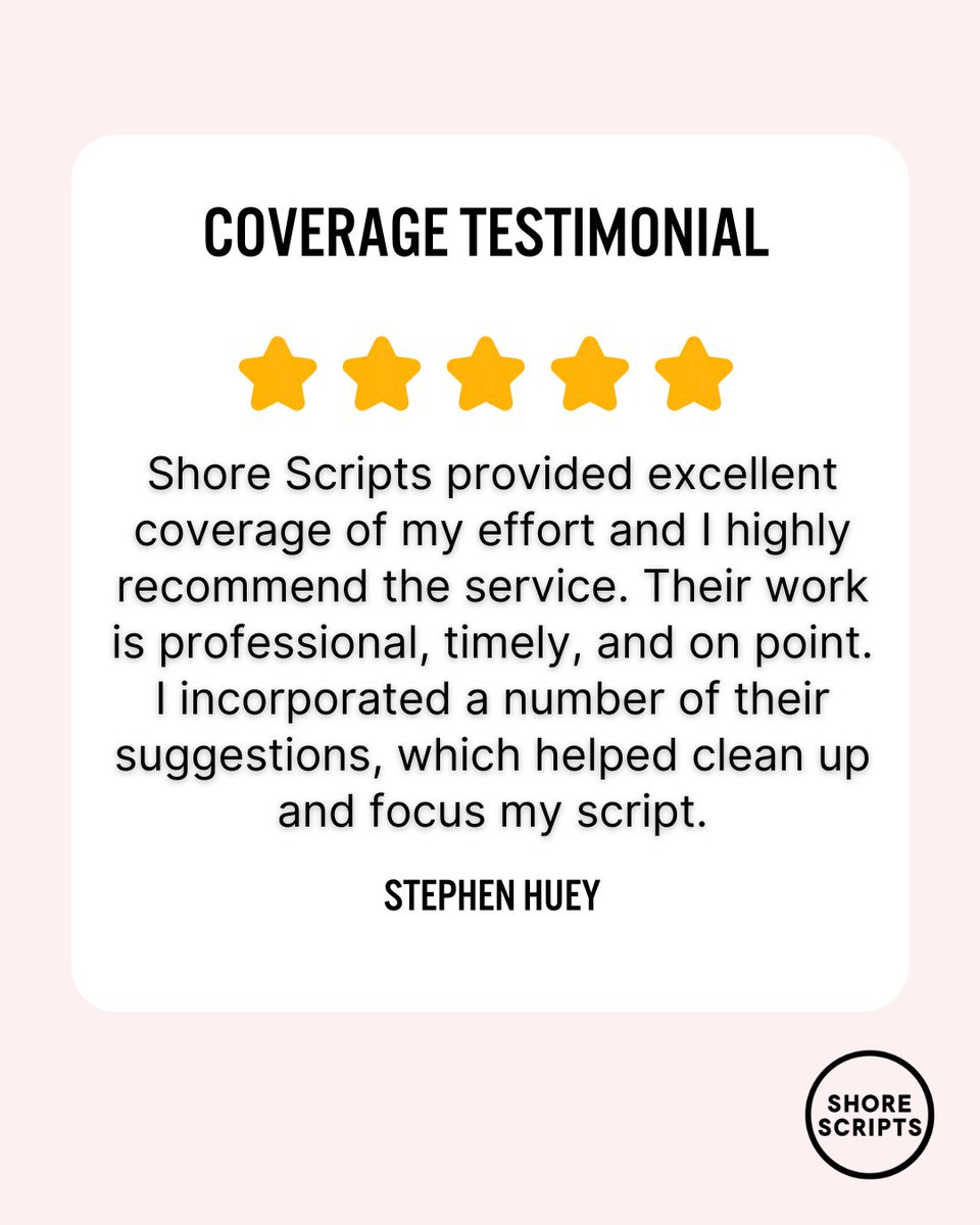 ShoreScripts's tweet image. Script Coverage helps #writers strengthen their stories, sharpen their focus, and take their scripts to the next level with professional, actionable notes.

shorescripts.com/screenplay-cov…