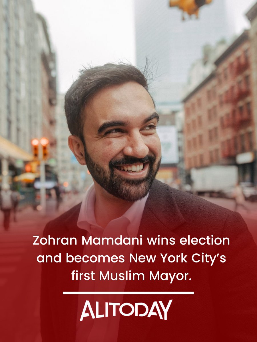 BREAKING 🚨 Zohran Mamdani wins election and becomes New York City’s first Muslim Mayor.