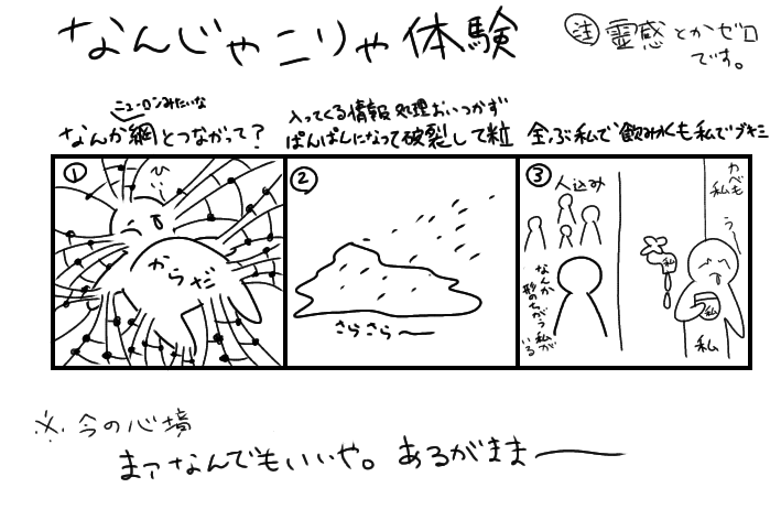 foo_VRC's tweet photo. 最近のおもしろ感覚を絵にしてみました。同じようになった人いたら体辛いときは話聞くよ〜👍️　※心の病とかにはなってはいないと思う(笑) すこぶる元気 https://t.co/GP0gn3wMih