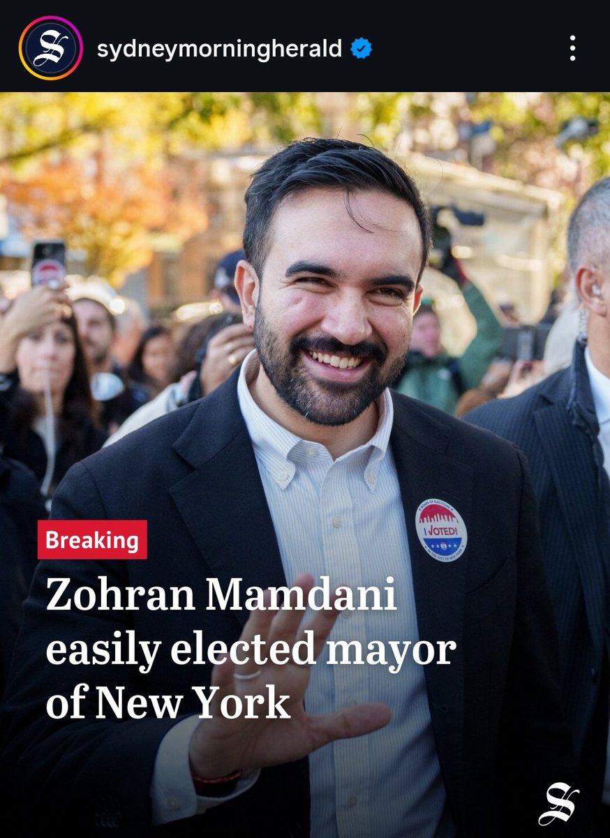 زهران ممدانی به‌راحتی برنده‌ی انتخابات شد 🎊👏
امیدوارم سیاست افزایش مالیات شرکت‌های بزرگ و خرج‌کرد آن در بخش‌های عمومی جامعه، به‌صورت دومینویی در کشورهای دیگر هم اجرا بشه.