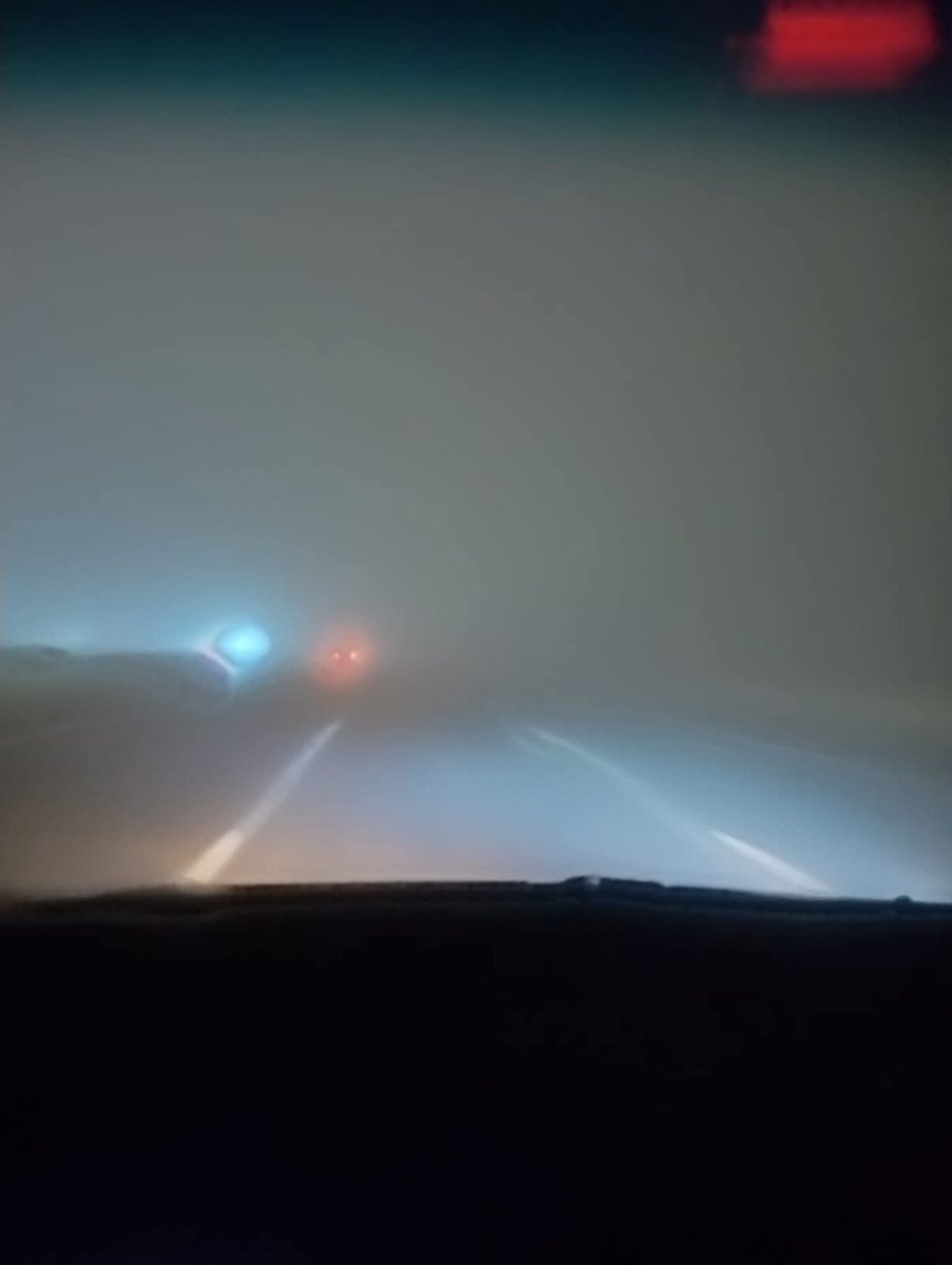 شبورة جامدة ع الطريق
الرجاء اى حد مسافر يأجل كام ساعة لحين زوالها