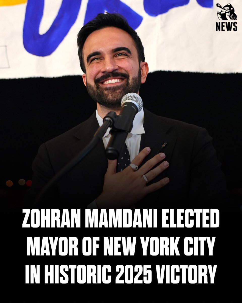 TheEMPIRENewsx's tweet photo. Zohran Mamdani Elected Mayor of New York City in Historic 2025 Victory 🗳️ https://t.co/hRKehypHJW