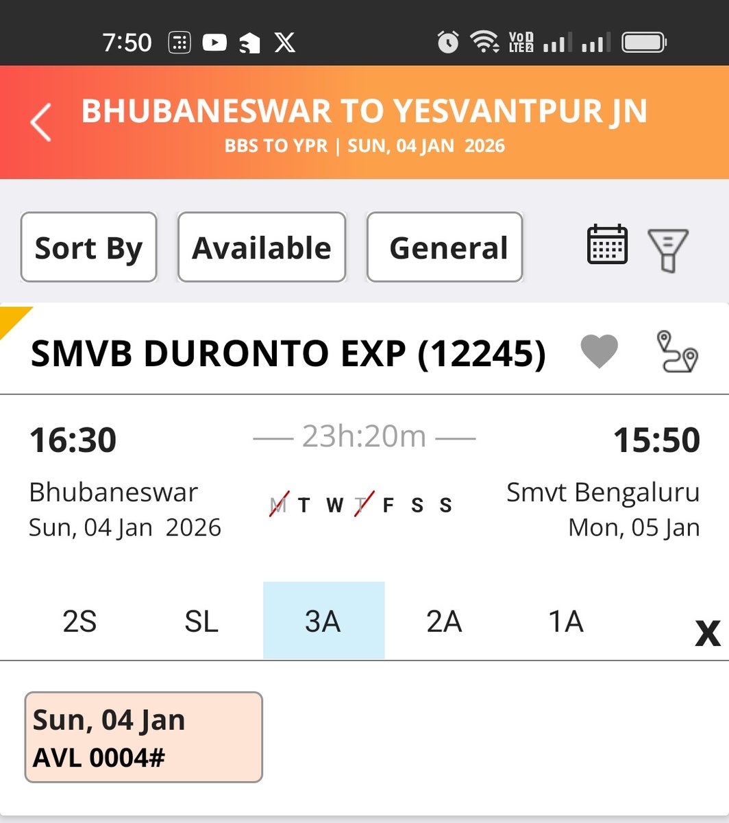 rbjrishabh's tweet photo. On Day 1 of the Advance Reservation Period, not all seats are showing on IRCTC. Why are seats not fully visible at the start? 🤔 
Only 4 r available what's the secret?
@IRCTCofficial @RailwaySeva
@RailMinIndia @WesternRly
#IRCTC #IndianRailways https://t.co/hHKBhPEzpA