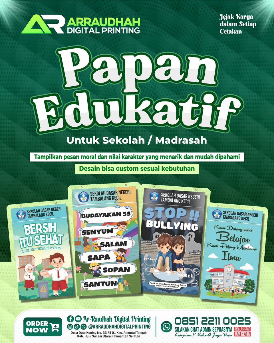 ARPrinting93's tweet photo. Papan Edukatif untuk Sekolah dan Madrasah.
Desain bisa custom sesuai kebutuhan.

WhatsApp : 0851-2211-0025

#percetakan #arraudhahdigitalprinting 
#arraudhahprintinghsu #alabio #amuntai https://t.co/uhvABaTMu2