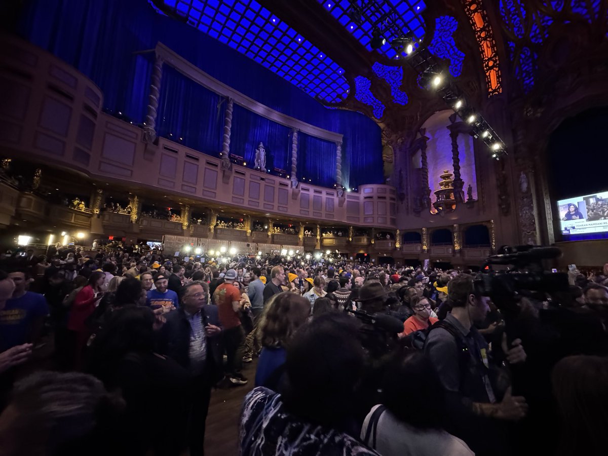 Packed house waiting for <a href="/ZohranKMamdani/">Zohran Kwame Mamdani</a>, who has not yet given a speech.