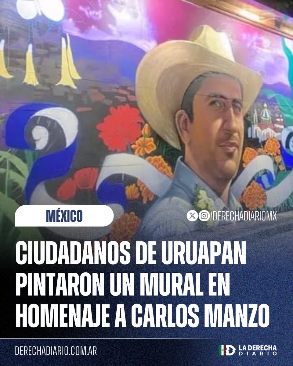 🇲🇽 | EMOTIVO: Ciudadanos de Uruapan pintaron un hermoso mural en la explanada del Parque Nacional Barranca del Cupatitzio en homenaje al valiente Carlos Manzo para inmortalizar su legado.