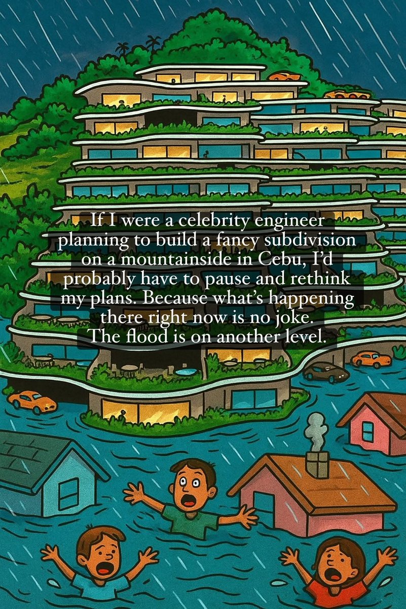 FACTmebaby's tweet photo. Meanwhile, the mega luxurious aesthetic Monterrazas de Cebu of Slater Young has caused enormously abnormal flooding in Cebu City nearby places. Nasaan si Slater? https://t.co/tlvl1Kt30W