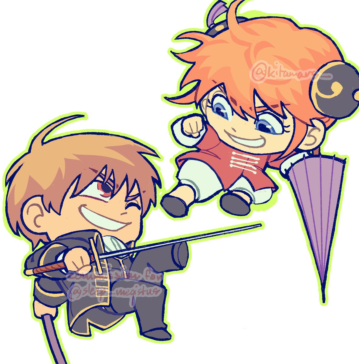sougo and kagura chibi comm for <a href="/sleep_megistus/">Megi</a> ! thank you so much for your support 🫶🏽 #銀魂