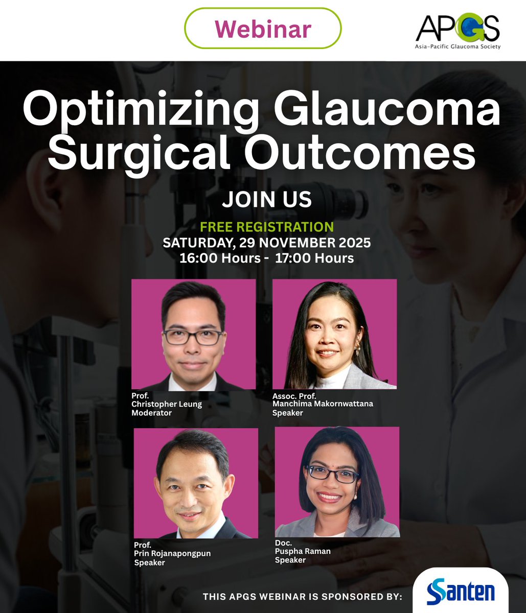 APGS_org's tweet photo. Join our live webinar on Optimizing Glaucoma Surgical Outcomes and gain insights into the long-term impact of glaucoma medications and techniques to improve surgical results.
 
Register Here:  https://t.co/z0NQ92yCjO
 
 #glaucoma #apgswebinar #ophthalmology https://t.co/Q32AOFeTPd