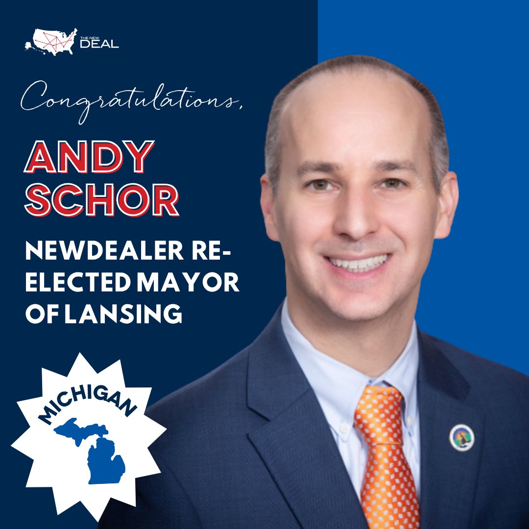 Congratulations to #NewDEALer <a href="/andyschor/">Andy Schor</a> on his re-election as Mayor of Lansing, MI!