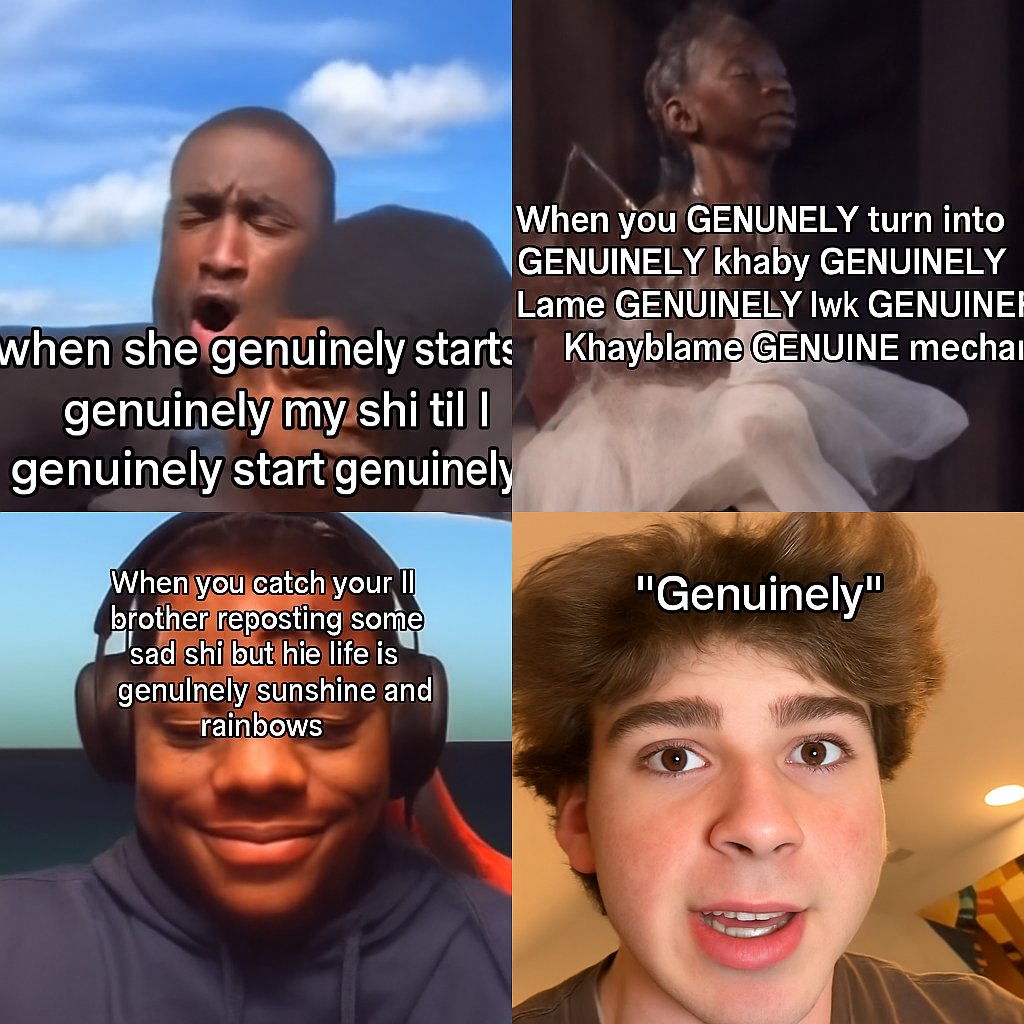 the__dev_'s tweet image. I think i found the most insane narrative

the word &quot;genuinely&quot; has been blowing up recently over tiktok gaining millions of views and likes and its hella funny and can be used for literally any sentence 

check for yourself:
tiktok.com/tag/genuinely

Comm:
x.com/i/communities/…