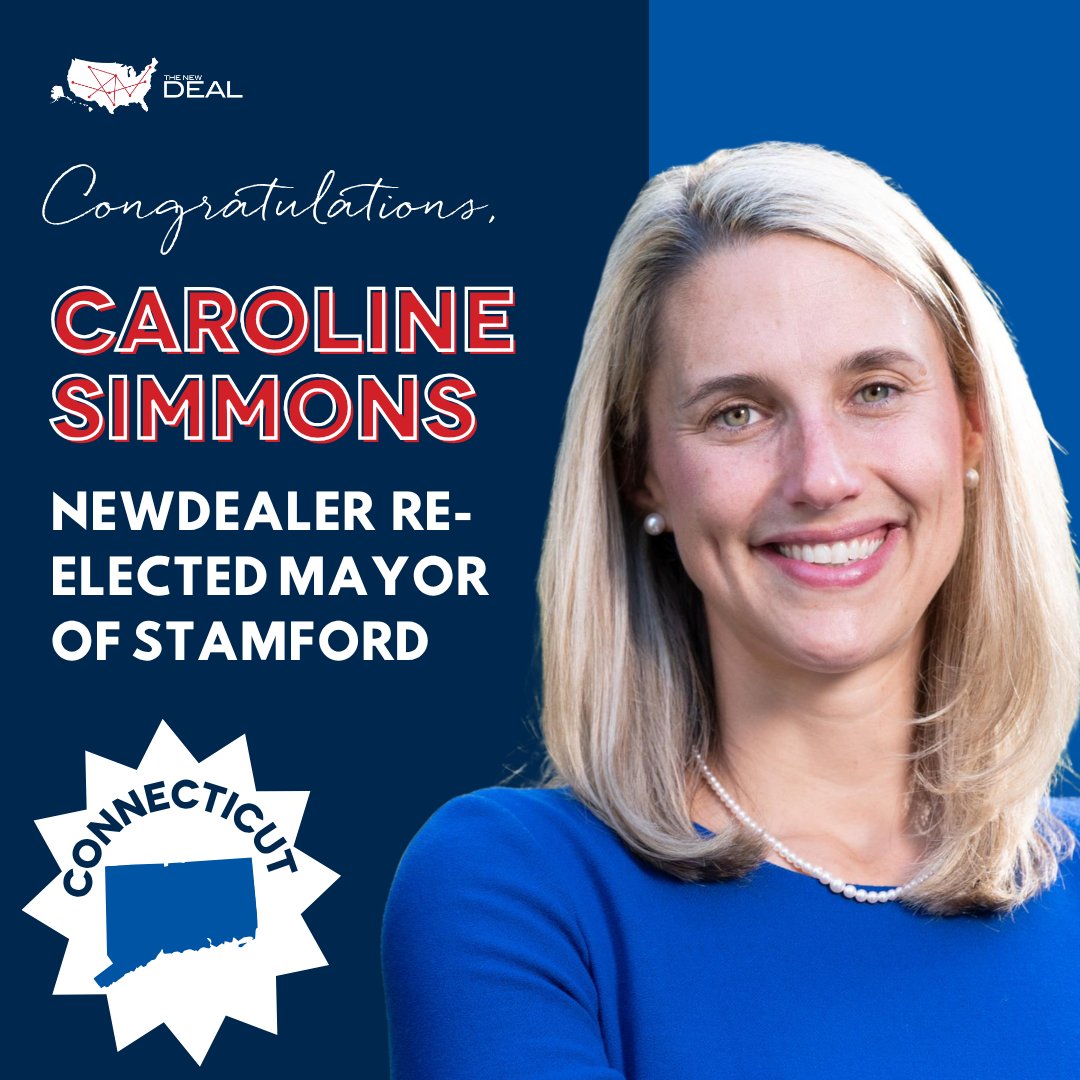 Congratulations to #NewDEALer <a href="/MayorCarolineCT/">Caroline Simmons</a> on her re-election as Mayor of Stamford, CT!