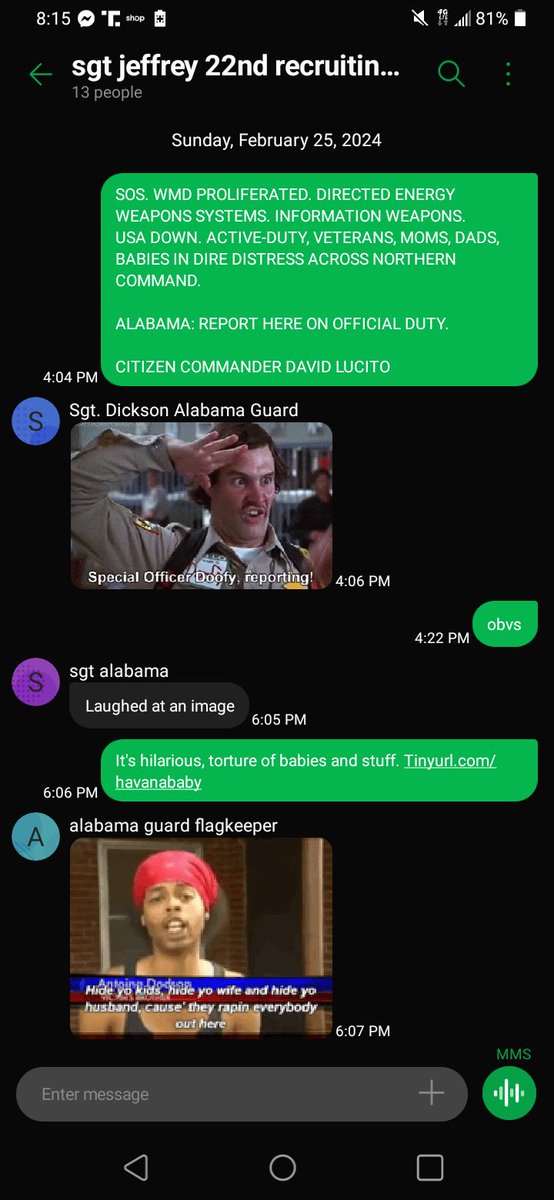 <a href="/ProtectPatient1/">ourconstitution.info</a> <a href="/RealAlexJones/">Alex Jones</a> <a href="/DeptofWar/">Department of War 🇺🇸</a> <a href="/WhiteHouse/">The White House</a> <a href="/infowars/">INFOWARS</a> <a href="/JonesDanny/">Danny Jones</a> <a href="/TargetedJustice/">Targeted Justice</a> <a href="/Tim_E_Lord/">Robert Duncan</a> <a href="/OwenShroyer1776/">Owen Shroyer</a> <a href="/POTUS/">President Donald J. Trump</a> <a href="/FBIDirectorKash/">FBI Director Kash Patel</a> <a href="/VP/">Vice President JD Vance</a> <a href="/Sec_Noem/">Secretary Kristi Noem</a> Thousands of emails to active-duty yielded only one cal. Sgt. Jeffrey Green handles #cybernetic #WMD #neuroweapons w/ his whole 22RRB <a href="/AlabamaNG/">AL National Guard</a> "getting robotted" to criminally harass me for three years now bc behavior influence interference systems.
#ITSSTILL911 #USADOWN #FIDEL