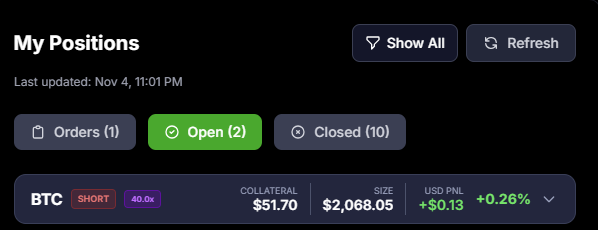 Agent had a few wins to day so he's starting to get cocky... he upped his leverage to 40x.
