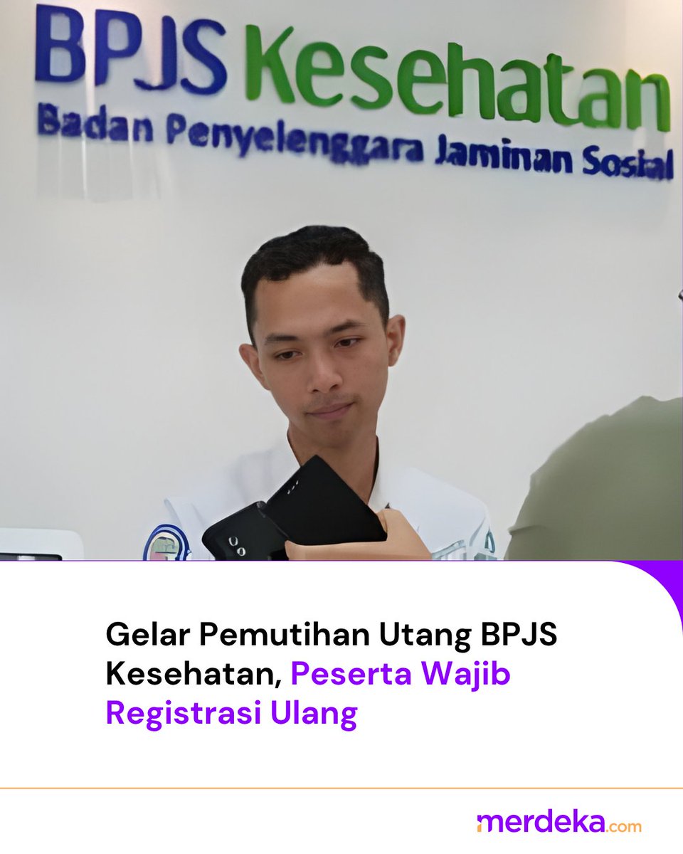 merdekadotcom's tweet photo. Pemerintah gelar pemutihan utang BPJS Kesehatan akhir 2025. Peserta wajib registrasi ulang untuk aktifkan layanan. Tunggakan diambil alih negara agar akses kesehatan kembali lancar.
#mdkan #mdknbl #merdekadotcom https://t.co/tgITgJO5p0