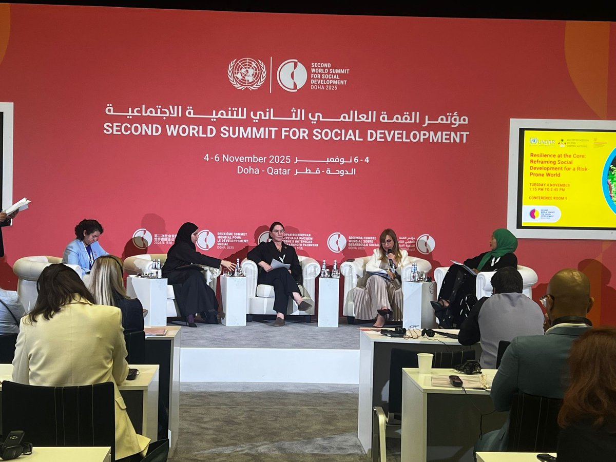 𝐔𝐍 𝐑𝐞𝐬𝐢𝐝𝐞𝐧𝐭 𝐂𝐨𝐨𝐫𝐝𝐢𝐧𝐚𝐭𝐨𝐫, 𝐊𝐚𝐫𝐥𝐚 𝐇𝐞𝐫𝐬𝐡𝐞𝐲 is attending the 🌏Second World Summit for Social Development, where she delivered on the UN’s work in Disaster Risk Reduction in the Pacific and the Early Warning for All (EW4ALL), stressing the need for