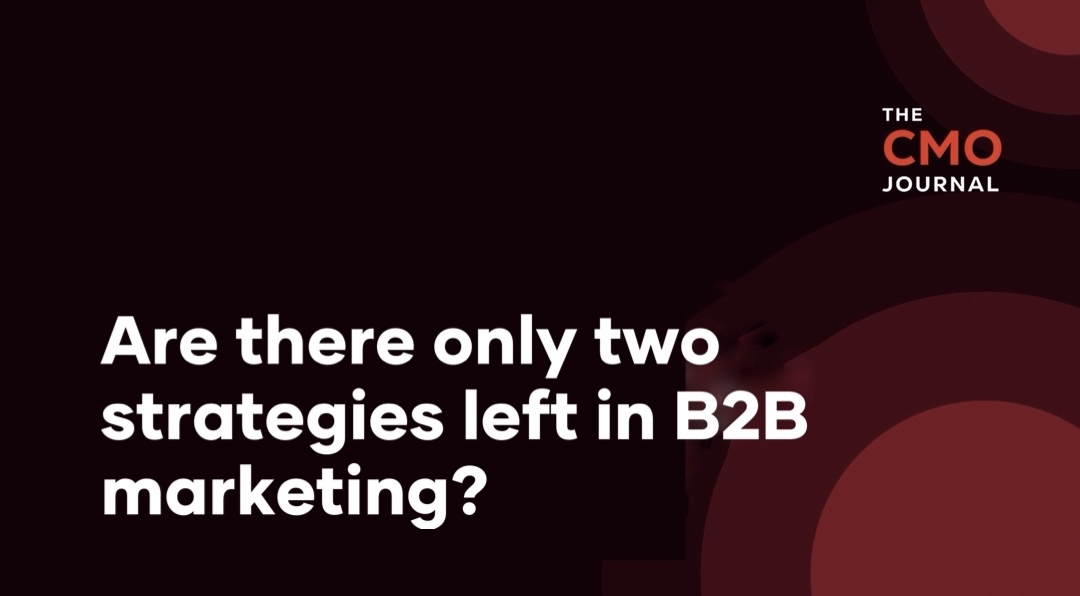 Wrote about why there are only two strategies left in B2B marketing:

1. The category play
2. The brand play

Whatever you are doing will fit into one of these buckets. If not, please look at your numbers.

Link to post in bio.