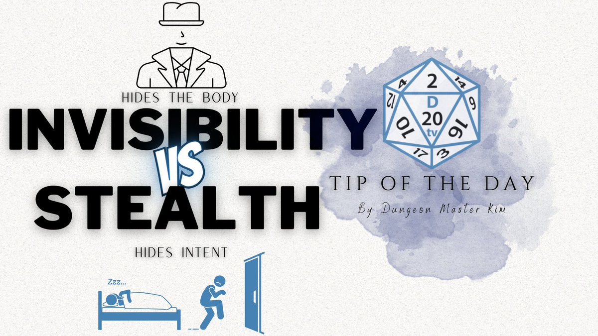 Even unseen, you still make sound, leave tracks, and draw breath. Invisibility hides you from the eye—Stealth hides you from awareness.

Remember: Just because you can’t be seen doesn’t mean you can’t be found.

#dnd5e #ttrpg #D20Crew #DMTips
