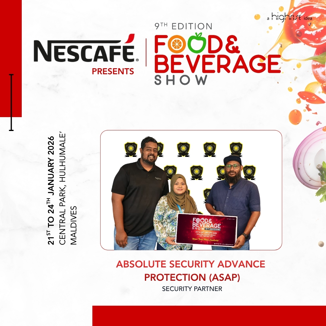 The safety and security of our visitors, exhibitors and their products are of our highest priorities and so to safeguard our event, we are grateful to have <a href="/AsapMaldives/">ASAP.Maldives</a> join the Food &amp; Beverage Show 2026 as Security Partner!

Don't miss the 9th edition of Food &amp; Beverage Show:
