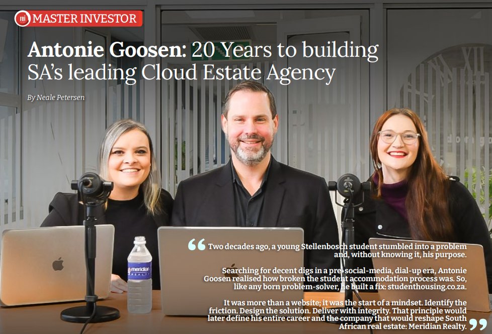 REIM_SA's tweet image. From a dial-up student project to SA’s top cloud estate agency, Antonie Goosen turned frustration into innovation. 🏡💡
Read his journey &amp;amp; insights 👉 joom.ag/Rc2d/p14

#Entrepreneurship #RealEstateInnovation #MasterInvesto