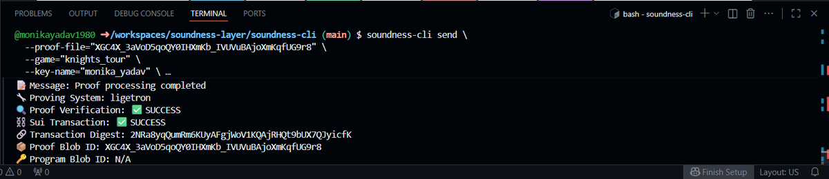 monikayadav1980's tweet photo. π§ π₯ proof_24 successfully generated & submitted via soundness-cli π
Team Bloop keeps stacking verifiable wins βοΈπ
zk vibes stay strong with @SoundnessLabs @TheHubKeeper @AWendy12947 β‘
#zk #Soundness #TeamBloop #Proof24 https://t.co/O7iFXfNczi