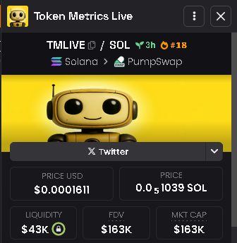 🚨 ALERT: NEW GEM ON THE MOVE🚨

$TMLIVE just hit the radar — MC at $163K and growing fast
⚡️Powered by #Solana — lightning fast, cheap, and built for #Pumpfun traders
📈CA: 8Dxpc8Q8jg7TK8TT1pVntcqunHGofqpetCaP5fEhpump

#Solana #Pumpfun #Crypto #Bullish #100xGem #Altcoins #DeFi