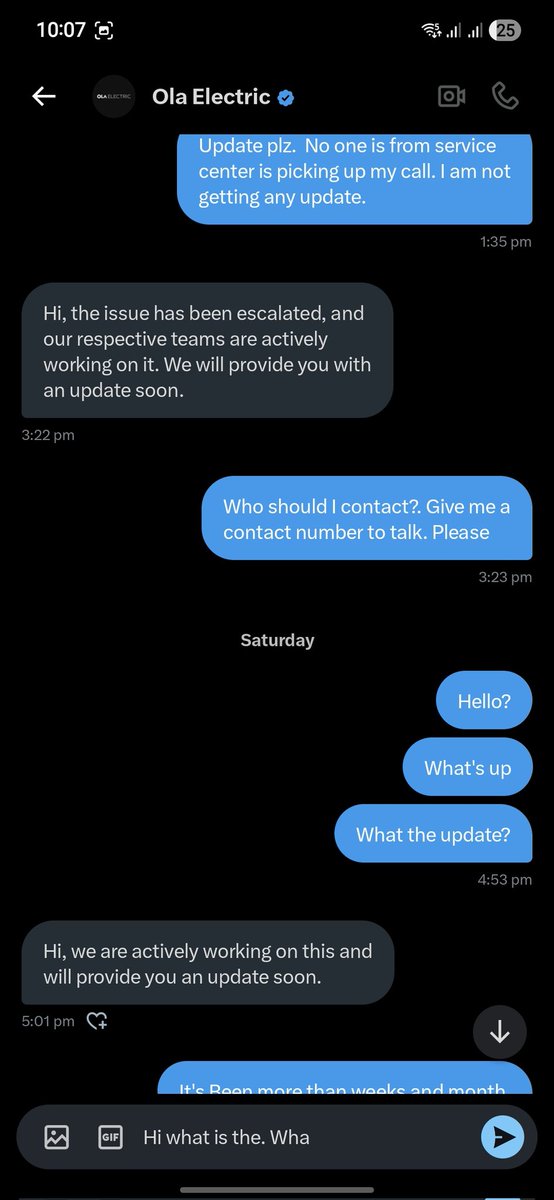 amaneleven's tweet photo. Dear @OlaElectric even after asking you again and again about my scooter you guys are just postponing it. Even service center is not responding. It's 120km away from my location. I give extra money even after having Ola care plus plan for RSA. and I am not getting any update. https://t.co/gi2wgzNNrR