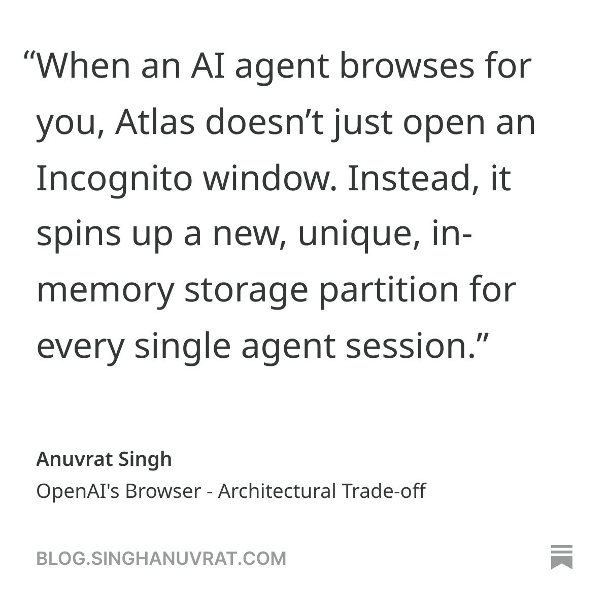 SinghAnuvrat's tweet photo. OpenAI's new browser is an interesting architectural gamble. They didn't just reskin Chromium; they split it into a native SwiftUI shell and a headless service. This gives them UI velocity but introduces a cascade of trade-offs.

New post: https://t.co/k8hAFQbd7u https://t.co/msUJb3Cvo7