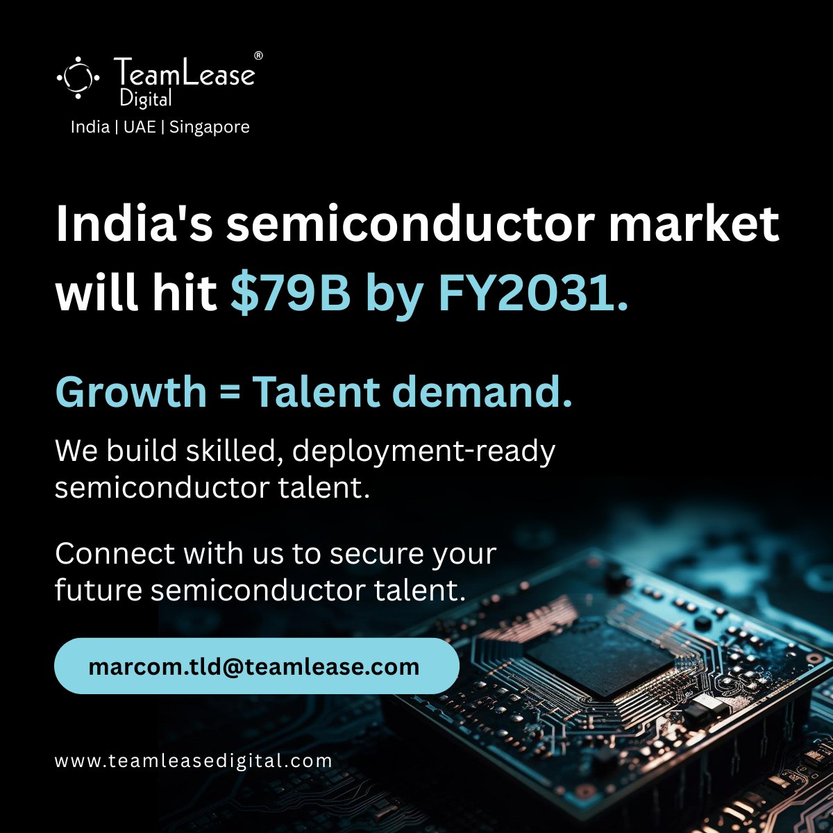 TeamLeaseDGT's tweet image. India’s chip industry is powering a new wave of opportunities. We help companies find and train the right semiconductor professionals.

Reach us at marcom.tld@teamlease.com to build your future workforce  

#Semiconductor #TalentSolutions #TeamLeaseDigital