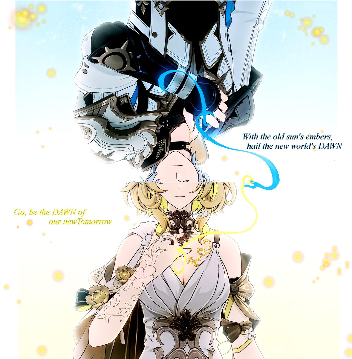 WeavingR0mance's tweet photo. ❝ Through the longest Night, I see you . . . tomorrow. ❞

#Phainon #Aglaea #Phaiglaea #Phailaea https://t.co/0omEafnymI