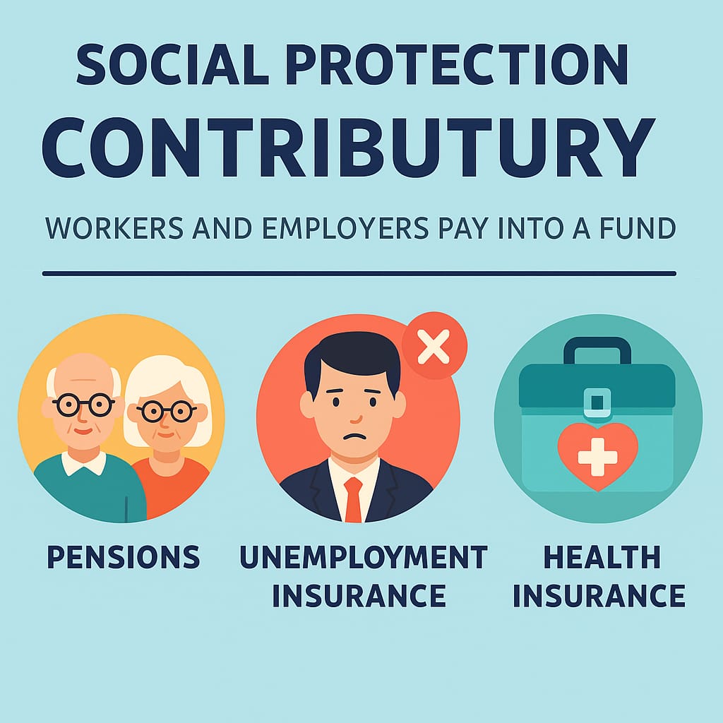 greenresilien's tweet image. Social Protection contributory program workers and employers pay into a fund pensions, unemployment insurance, health insurance.

#GreenResilience #SocialInsurance #WorkersProtection