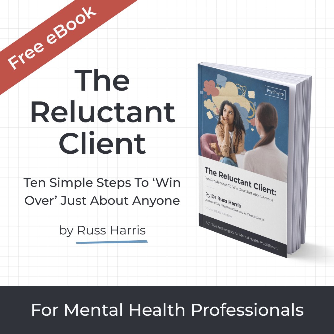 Psychwire's tweet image. World-renowned ACT trainer and author, Russ Harris, shares ten simple steps to help you engage and inspire even the most reluctant clients.

Get your free e-Book here: psychwire.com/free-resources…