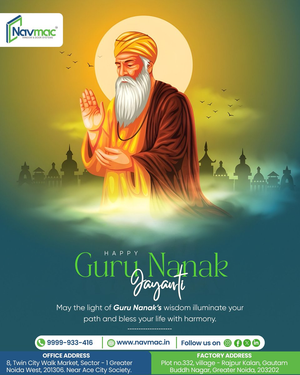 NAVMAC_Doors's tweet image. May Guru Nanak ji bless you all with good health and happiness 🙏🏻 
Happy Gurpurab to all 😇🙏🏻

📱 Get in touch with us at +91 9999-933-416 to book your set of premium windows!

#NavmacWindows #gurpurab #strongwindows #HomeUpgrade #premiumquality #happygurunanakjayanti