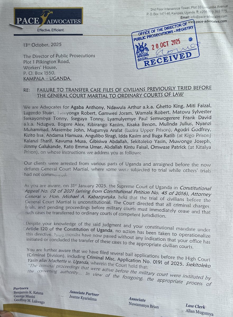 We wrote to the DPP demanding that they comply with the Supreme court decision and transfer General court martial files to the civilian courts. It’s now now 9 months since this decision. Let Justice be seen to be done.