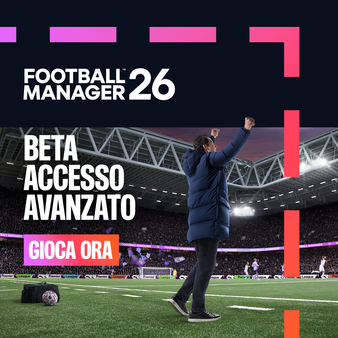 FMItaly's tweet image. Se ti fosse sfuggito... la Beta di #FM26 è finalmente arrivata! 😎

Pre-acquista subito Football Manager 2026 su PC o Mac per ottenere il 10% di sconto e l&apos;accesso immediato. 

👉 FM26.info/BetaIT