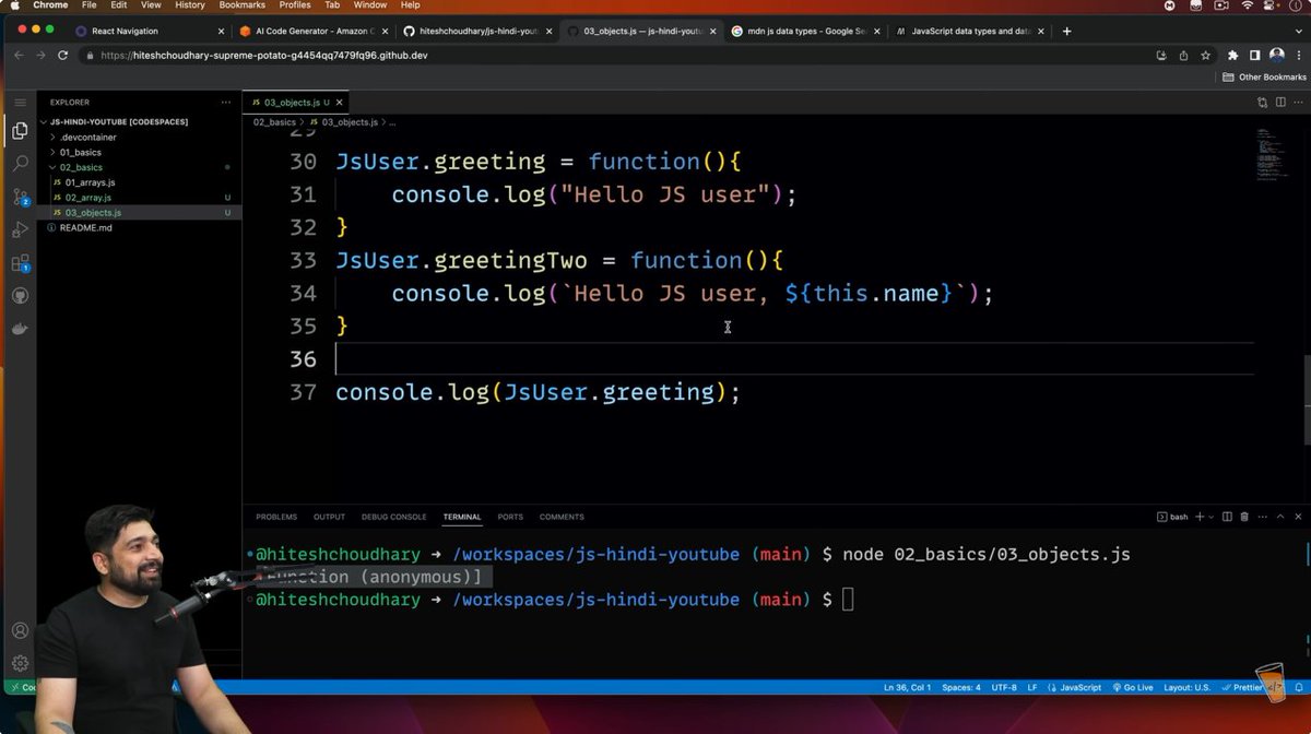 codeXninjaDev's tweet image. Day 15 of #JavaScriptChallenge by @ChaiCodeHQ @Hiteshdotcom
learned Objects in depth in JavaScript 💻 object literals, dot vs bracket access, symbols, Object.freeze(), and functions with string interpolation 🔥
#ChaiAurCode #MasterJiChallenge
