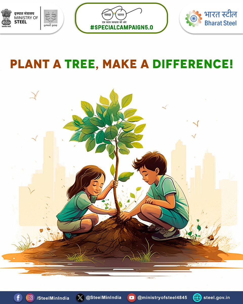 SteelMinIndia's tweet image. Trees combat CO2, offer shade, and save energy. It's a small effort with a big impact. 🌳 
#PlantATree #SpecialCampaign5.0
@PMOIndia @hd_kumaraswamy @BjpVarma @DARPG_GoI @PIB_India